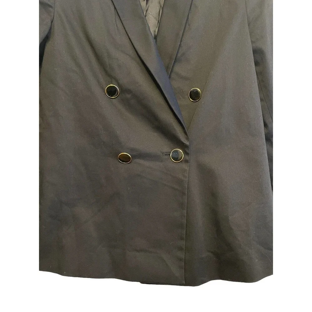 AYR Double Breasted Black Blazer Jacket Women's Size 0 Button Up Cotton Knit‎