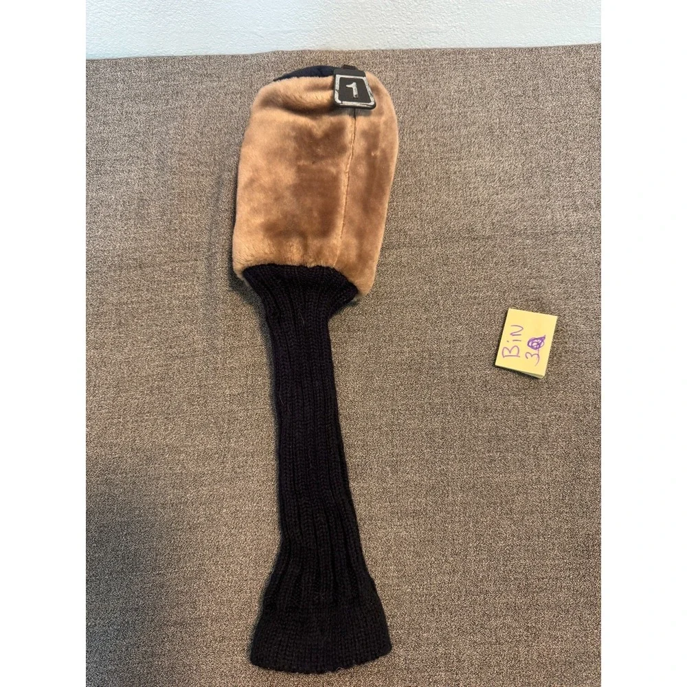 Vintage Mizuno T-Zoid Golf Driver #1 Plush Fuzzy Golf Head Cover Black Brown