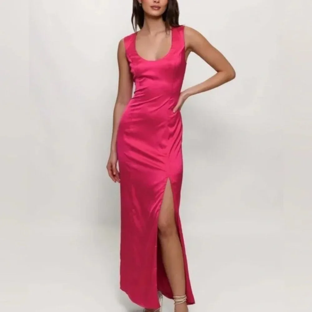 Hutch Pink‎ Sleeveless Lolo Satin Maxi Dress Size 6