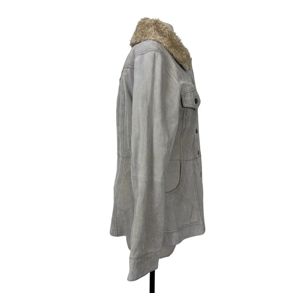 Vtg Y2K Rampage Suede Faux Fur Jacket Sz M Taupe Tan Gray Pennylane Western Boho