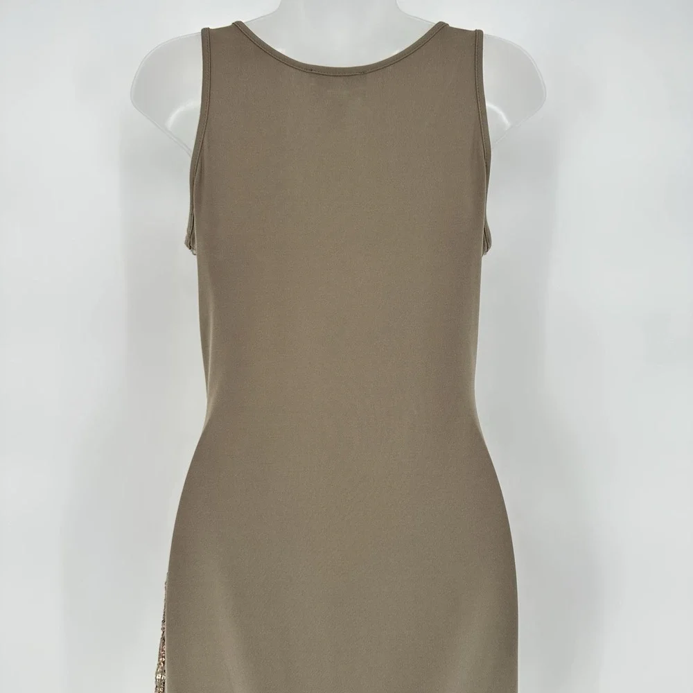 Joseph‎ Ribkoff Y2K Taupe Animal Print Sequined Mini Dress Tunic Tank size 4