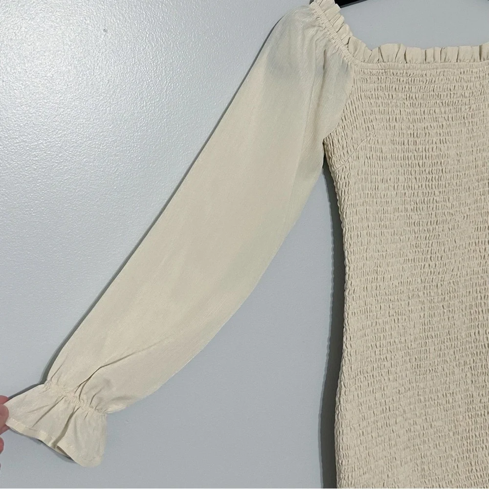 NWT baltic born esther smocked midi dress size x-small in‎ cream