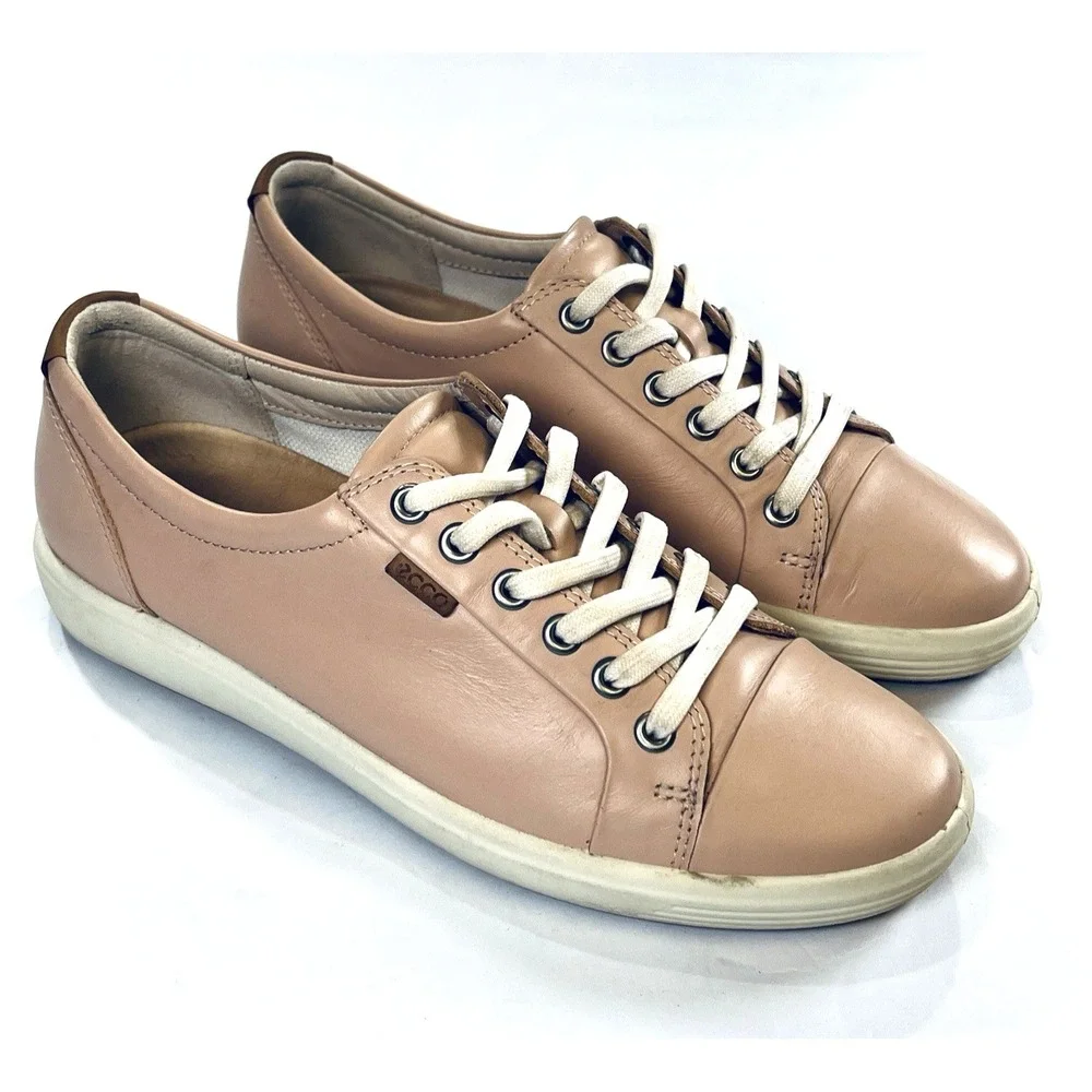 Ecco Soft 7 Shoes Womens EU 39/8-8.5 US Pink‎ Leather Casual Comfort Sneakers