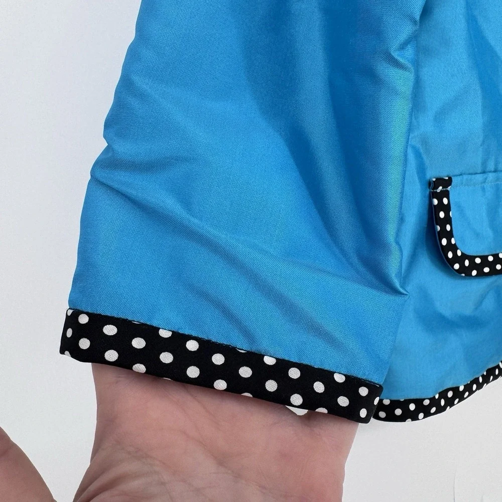 Marisa Baratelli 100% Thai Silk Blazer Blue Polka Dot Trim‎ Luxury Evening 8