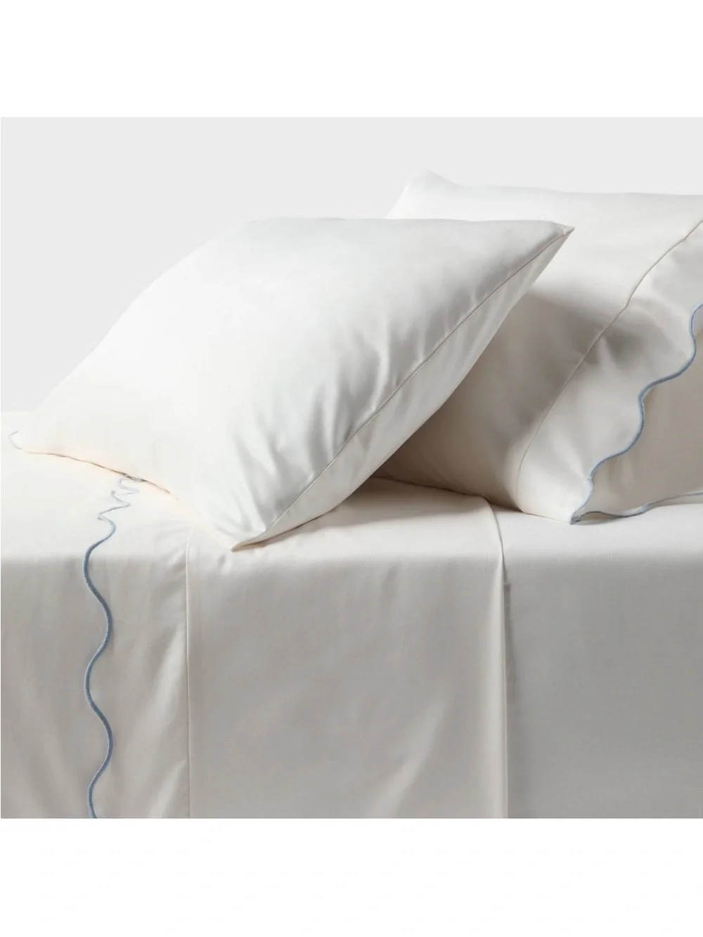 QUEEN 400 Thread Count Performance 4pc Sheet Set Blue Scalloped Hem - Threshold