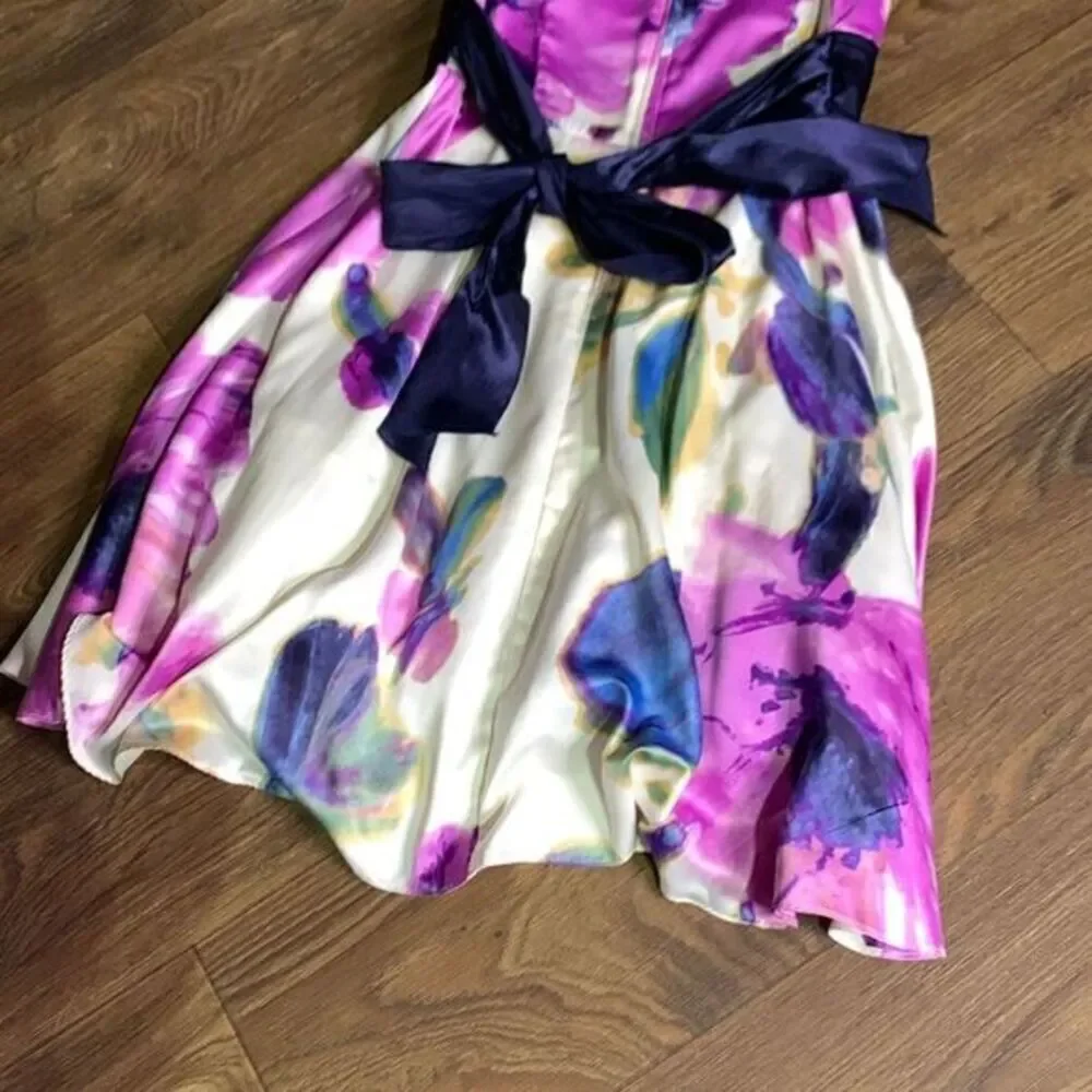 Y2k Floral water color‎ dress. Chiffon flowy fit & flare going out party dress