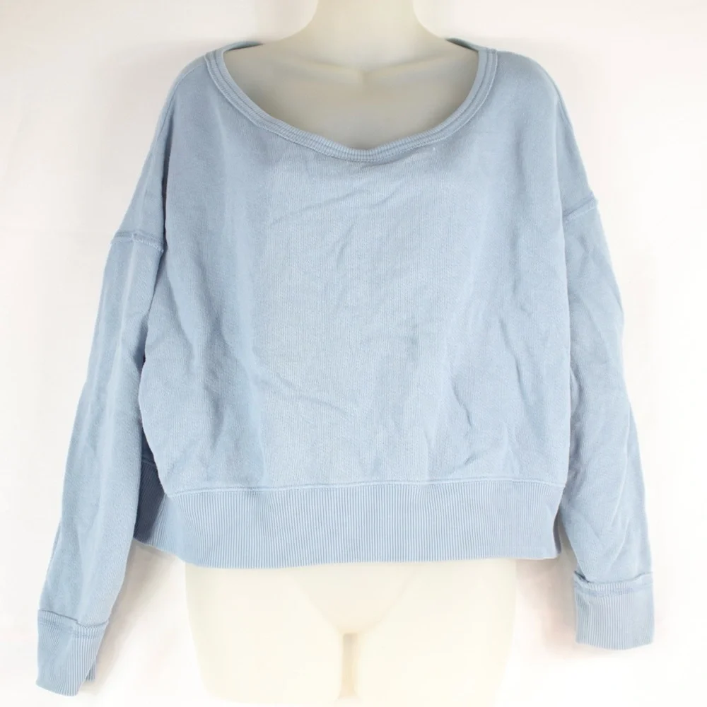 American Eagle Light Blue Crop Top Long Sleeve Sweater Womens Size S‎