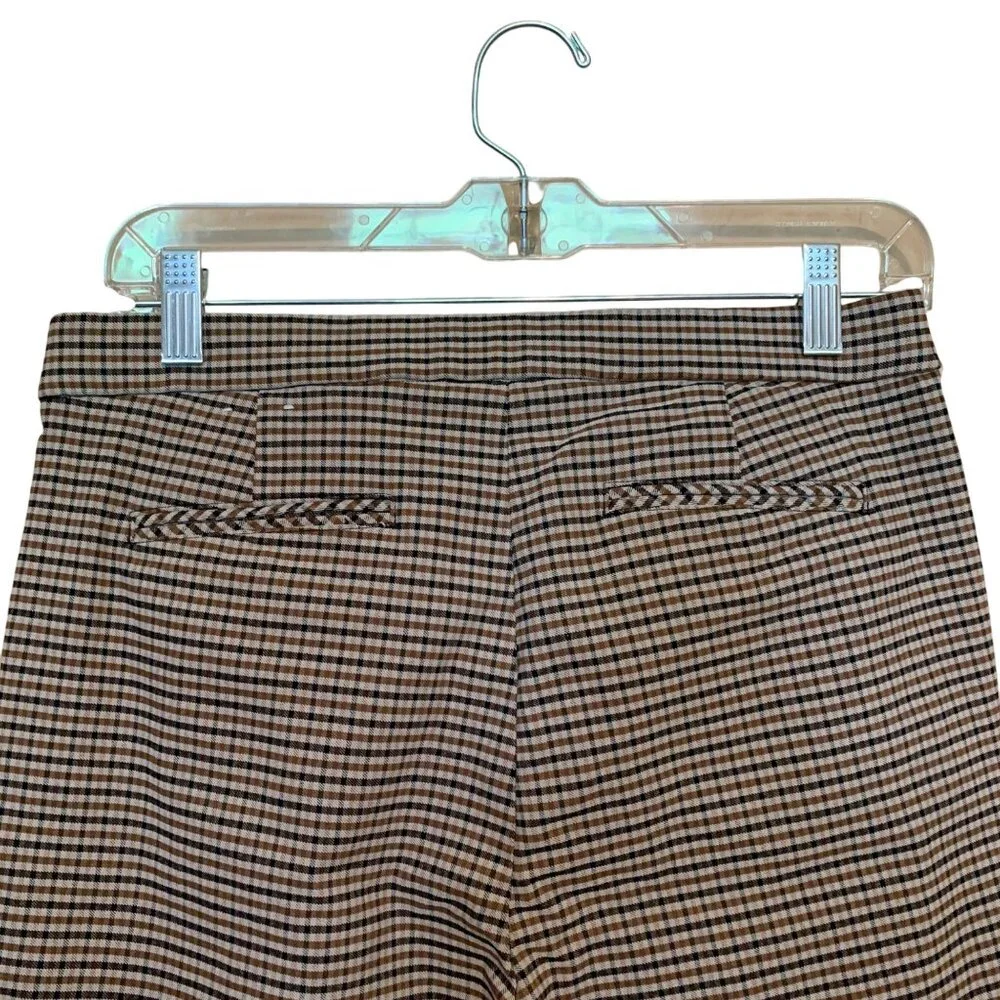 Anne Klein Houndstooth Tapered Skinny Pull On Dress Pants Womens M‎ Preppy Retro