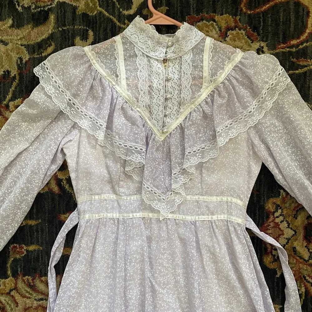 VTG'70s Gunne Sax Jessica's San Francisco‎ Ivory Lace Prairie Pearl Size 9 Dress