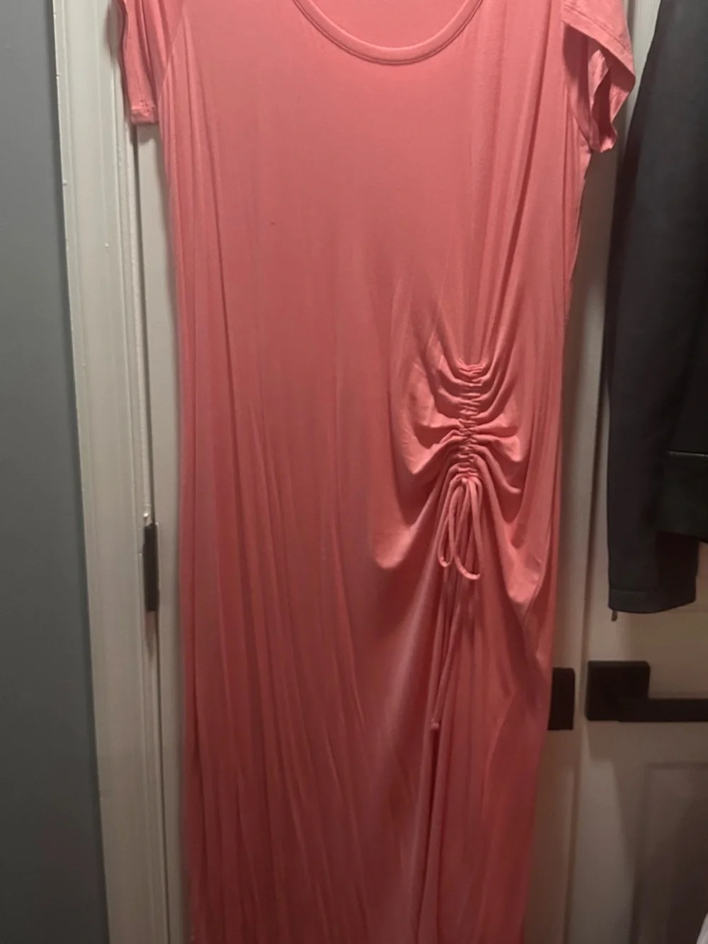G by Giuliana Coral Pink Ruched Maxi Dress