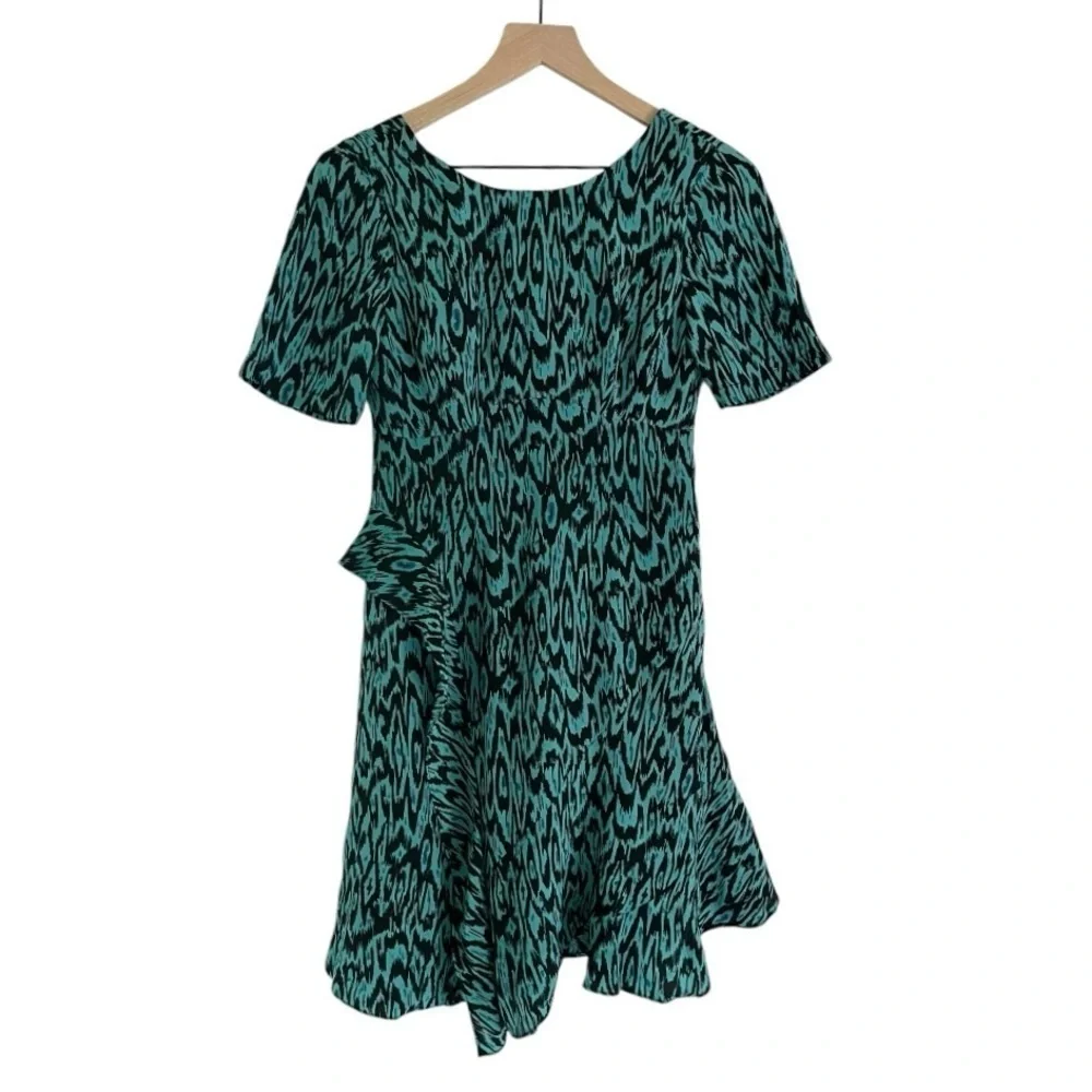 NWT Nanette Lepore‎ Silk Ruffle Women’s Chloe Dress in Blue and Black Size 0