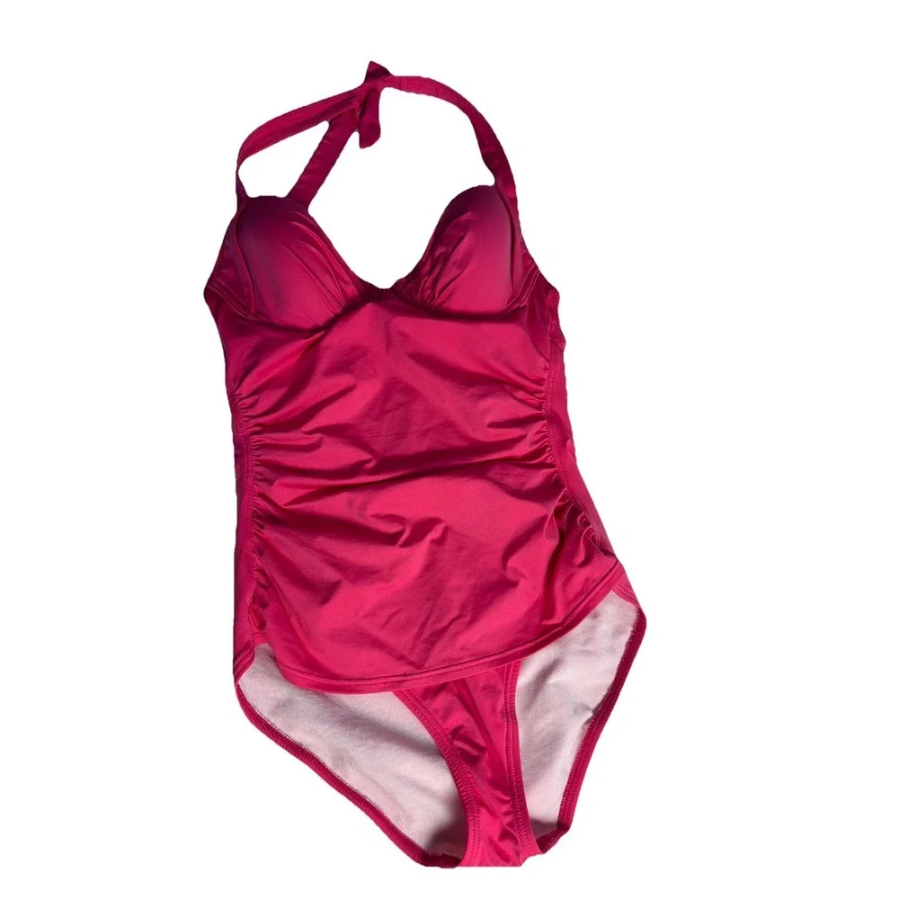 Tommy Bahama Hot Pink Halter Tie One Piece Swimsuit‎ Size 8 Beach Wired