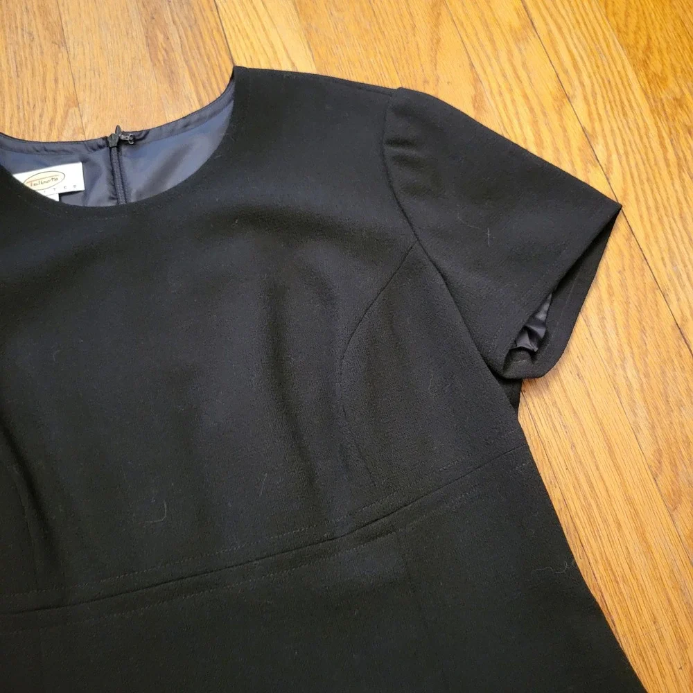 Talbots 10P Sheath Dress Black Wool Short Sleeve Empire Waist Vintage Whimsigoth