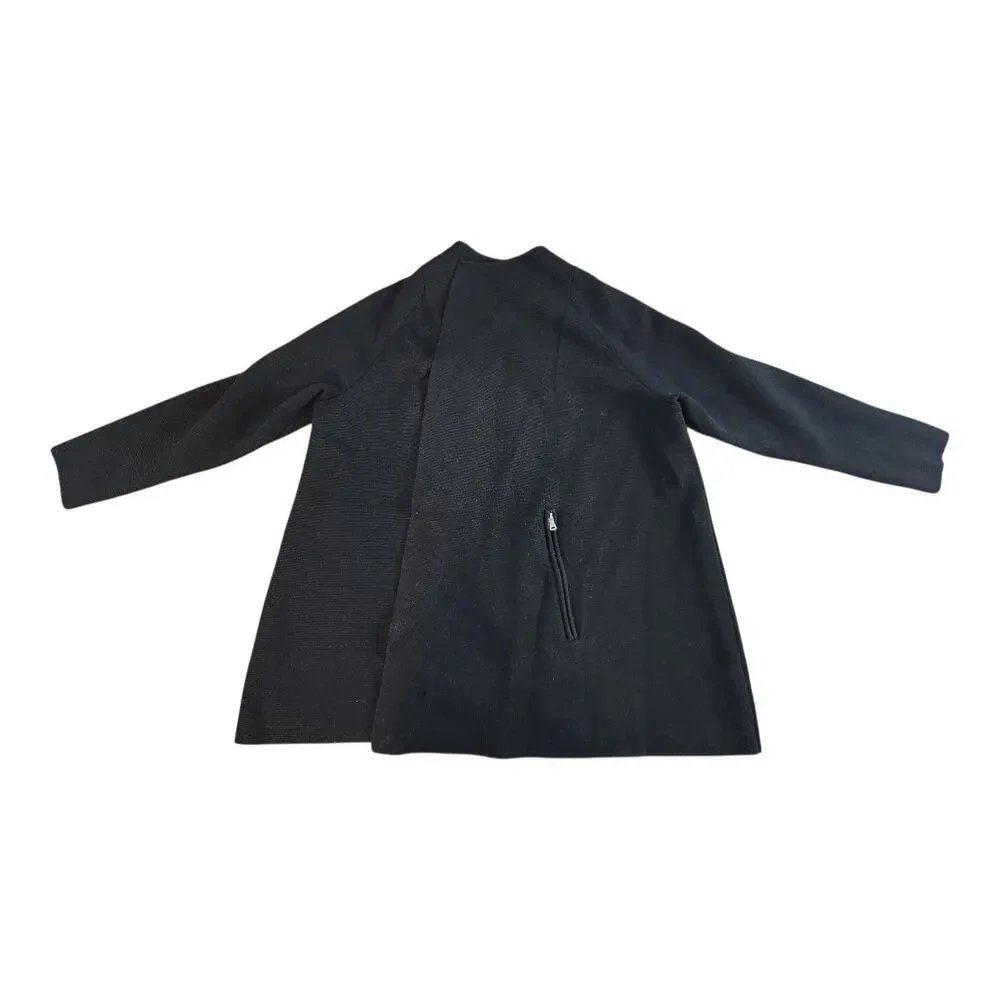 Talbots black sweater cardigan‎ sz 1Xp pure merino wool open front zip pockets