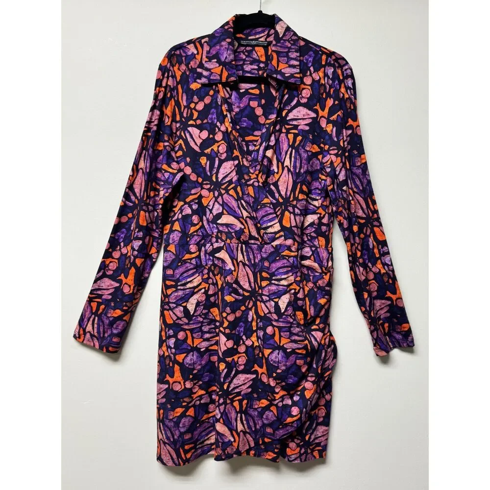 PERUVIAN CONNECTION Stella Kaleidoscopic Crossover Mini Dress, Concord, Sz XL