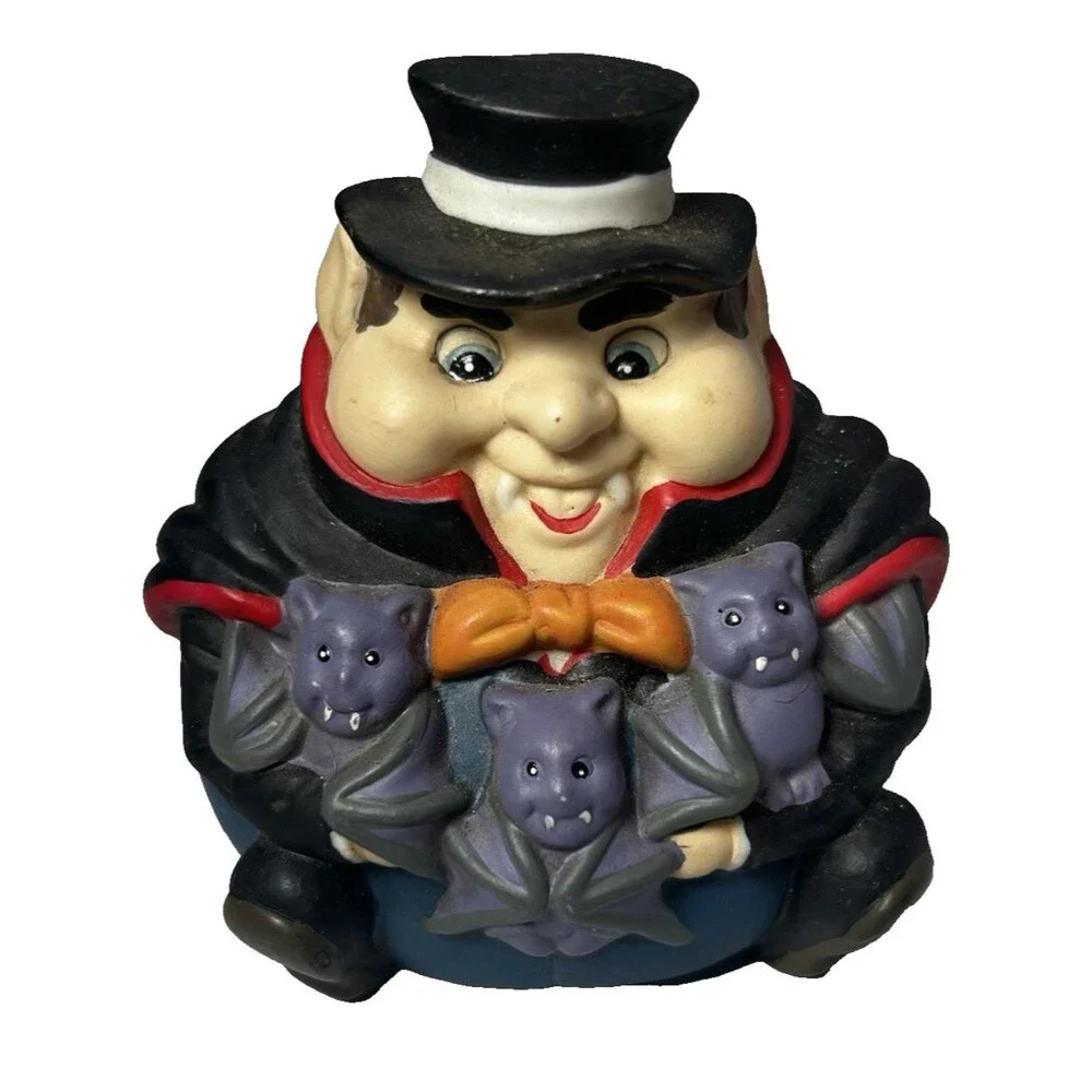 Vintage Halloween Vampire Dracula Bats Tea Light Candle Holder Preowned 3