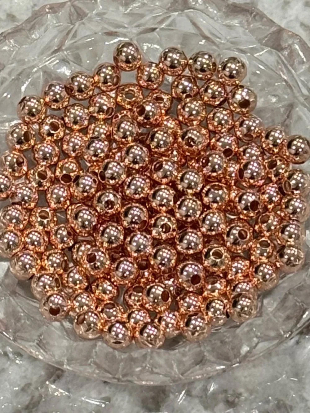 Classic 14K Rose Gold Filled 6mm Beaded Bracelet 7”