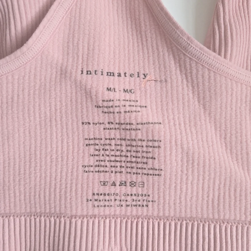 New Free People Intimately Solid Rib Light Pink / Blush Brami NWOT Size M/L