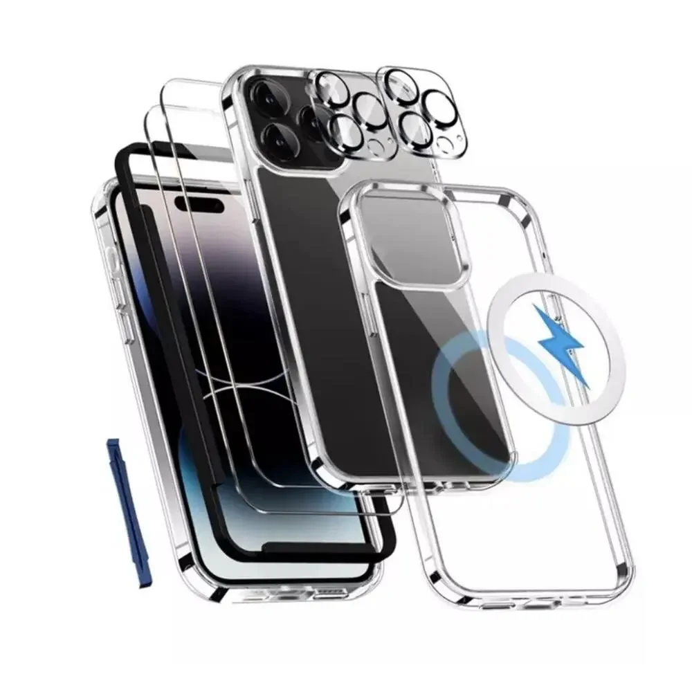 [5 in 1] Shockproof iPhone 14 Pro Case‎ 6.1” + 2 Screen & Lenses Protector CLEAR