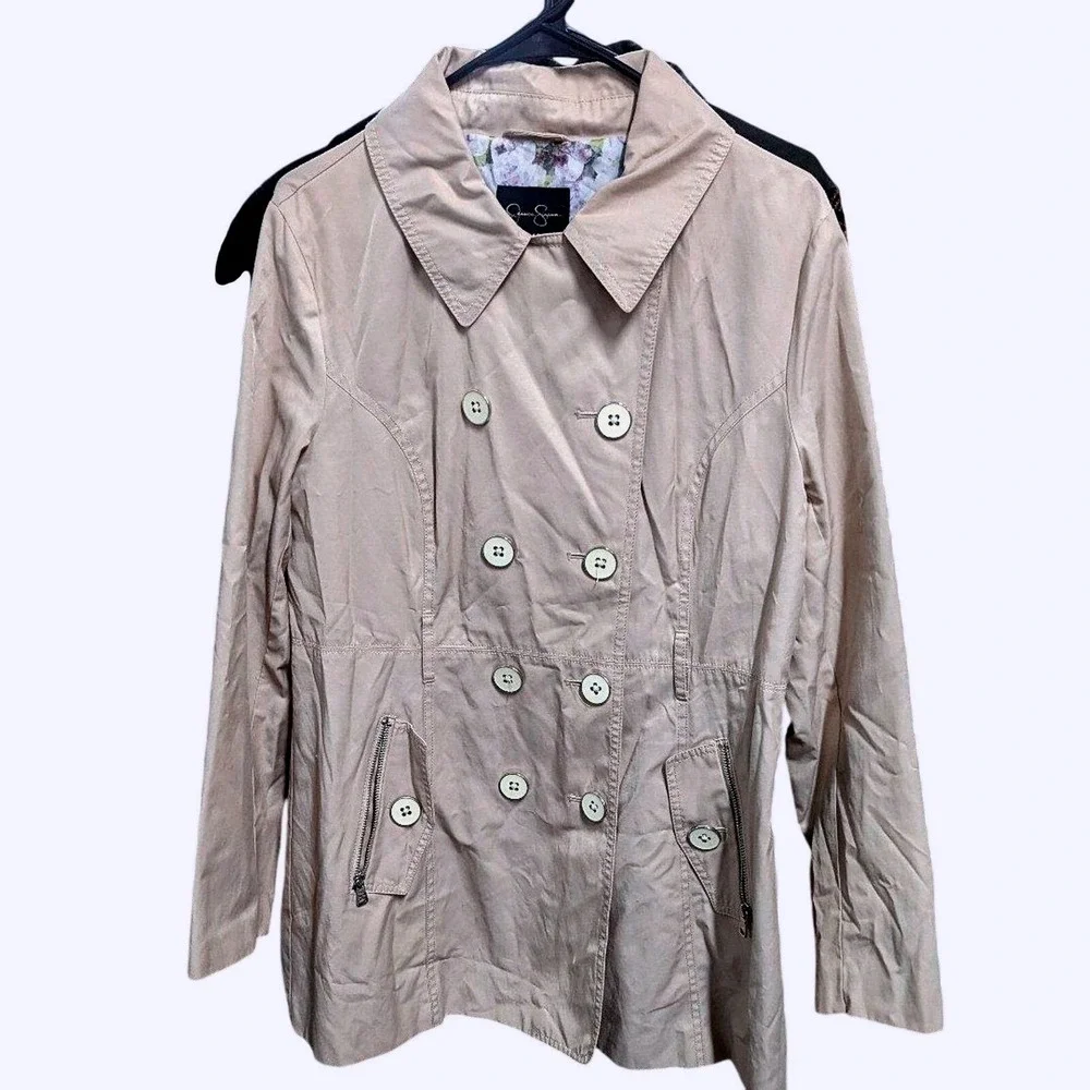 Quiet‎ Luxury Old Money Utility Trench Coat Double Breasted Jessica Simpson M