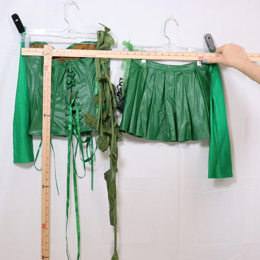 Unbranded Poison Ivy Costume S Womens Faux‎ Leather Corset Skirt Set Halloween