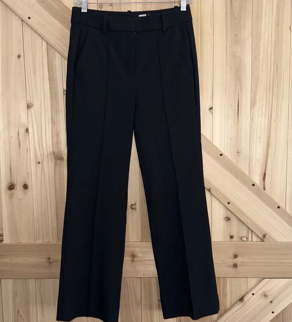 J.Crew Black Carreman Designed In France Wide Leg Pleated Trouser Pants Sz 2