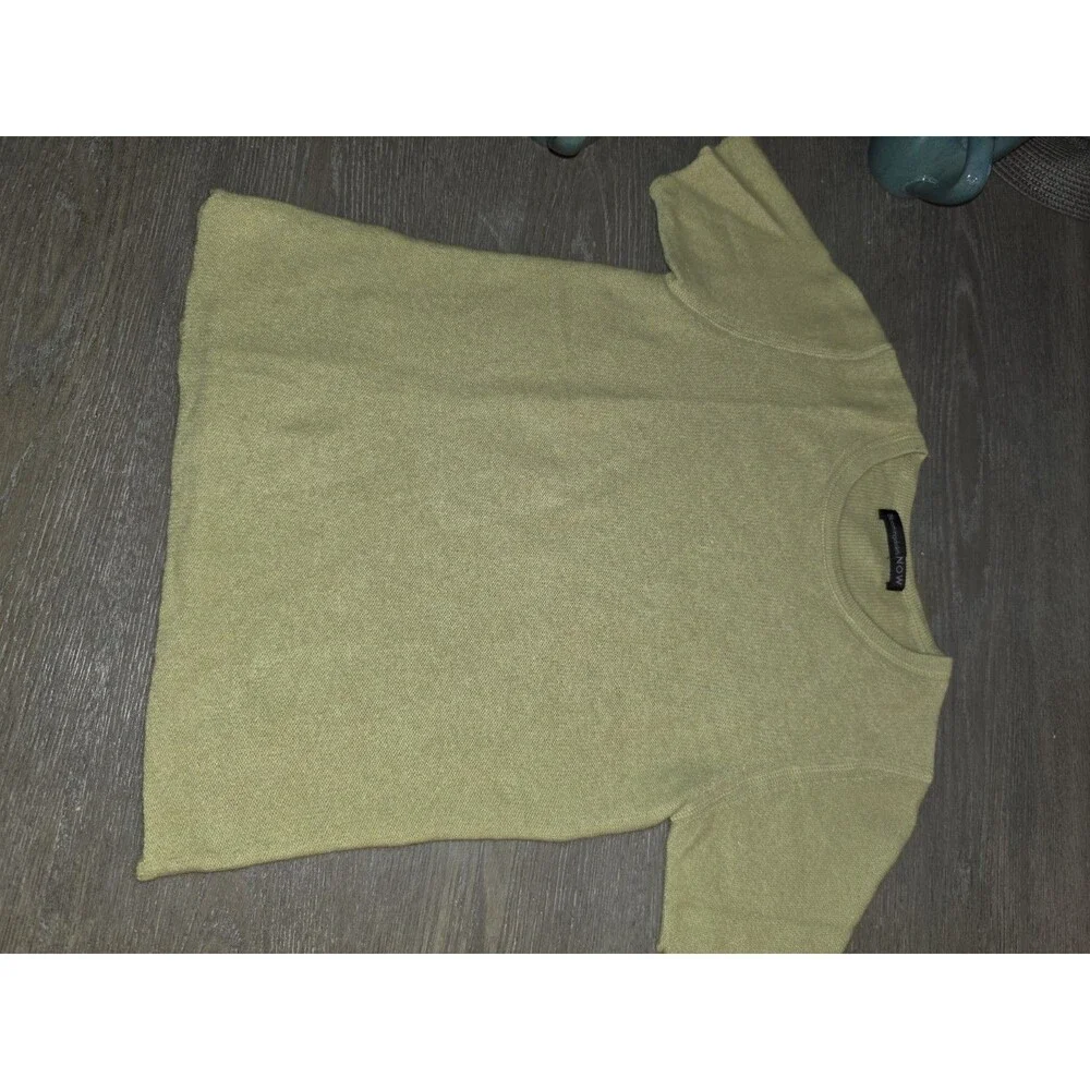 Women's Bloomingsdale's Now Sage Green Chartreuse Cashmere short sleeve Top  S