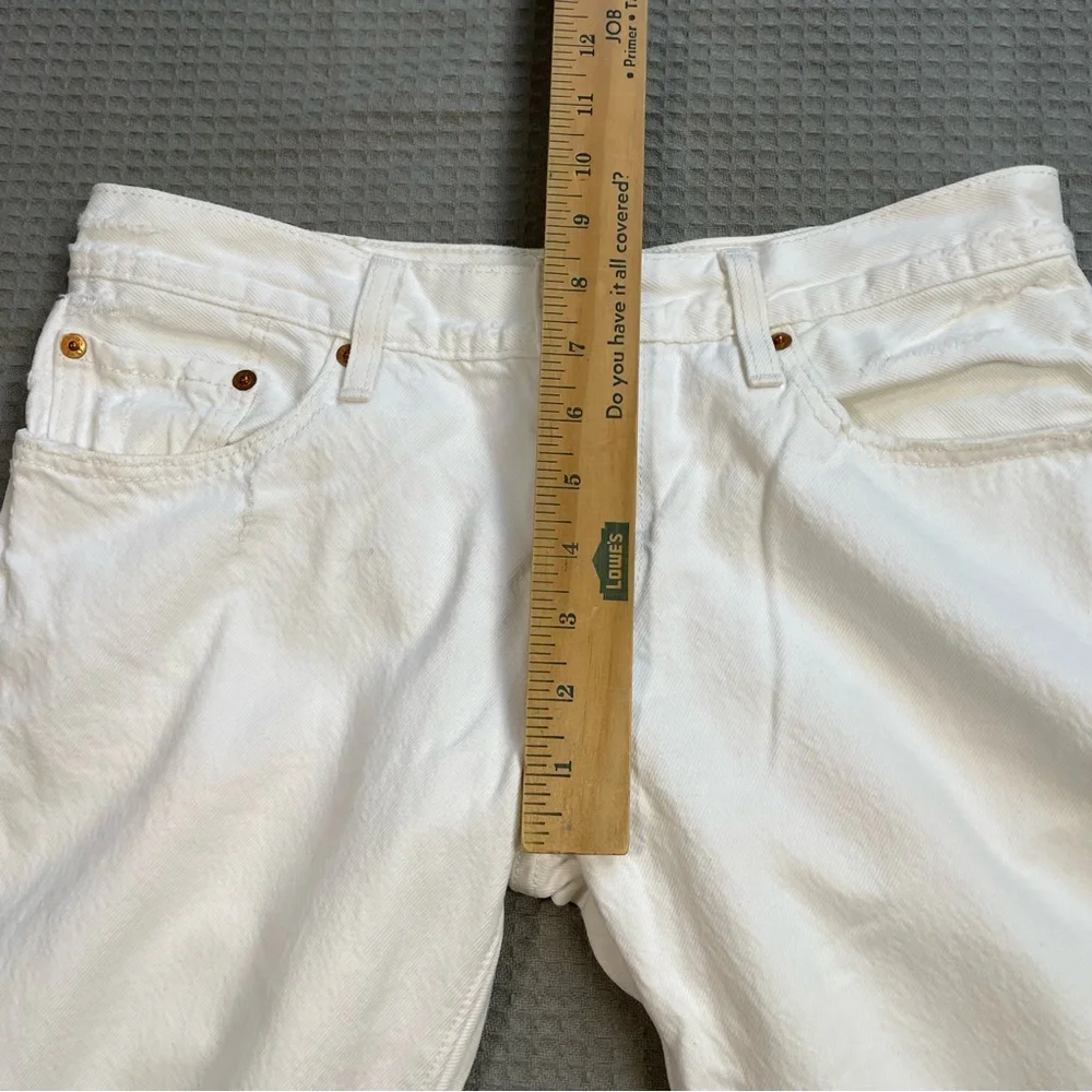 Levi’s 501‎ CT Jeans 26 Womens Custom Tapered Button Fly Distressed White