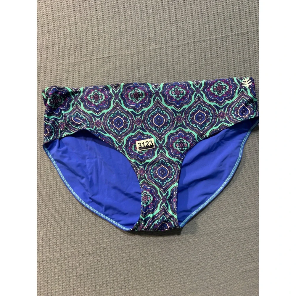 Coolibar Swim Bottoms Womens XXL Blue Paisley UPF 50+ Bikini Briefs