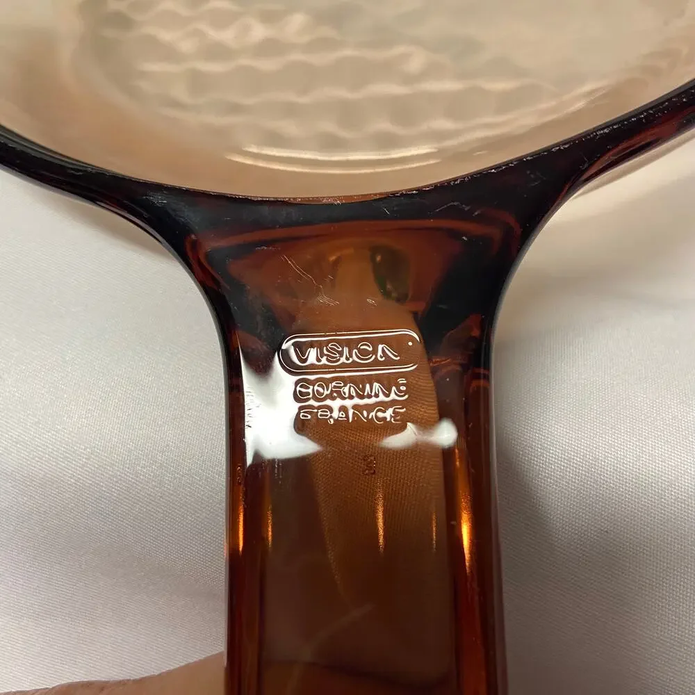 Corning Ware VISION FRANCE Amber 7 Inch Skillet Waffle Bottom Frying Pan