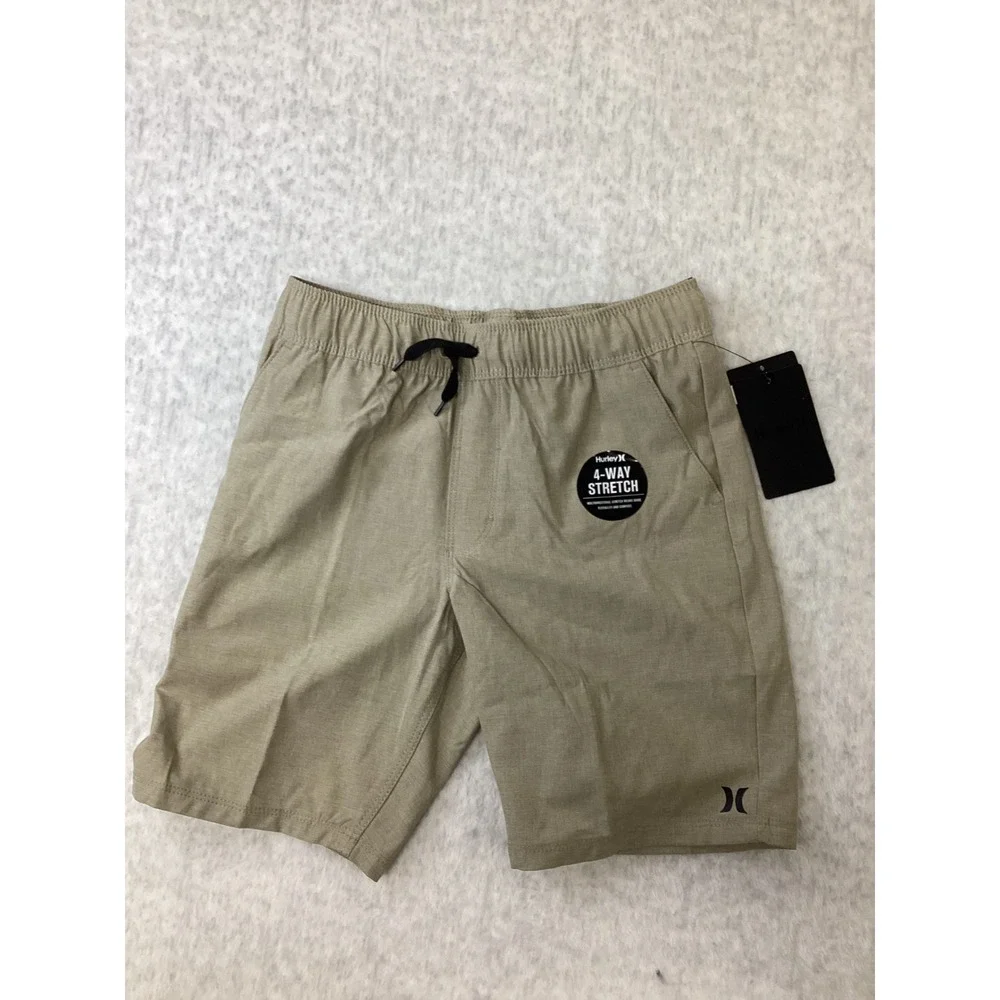 Hurley Boys Khaki‎ 4-Way Stretch Hybrid Walk Shorts Size S 8-10 985540-X1T