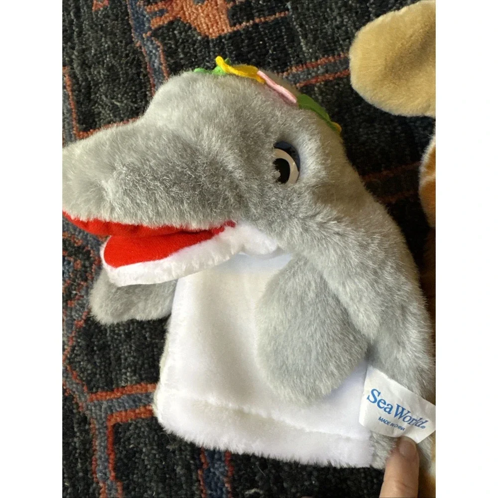 Lot Of 3 Hand Puppets Giraffe,‎ Dolphin, Pig
