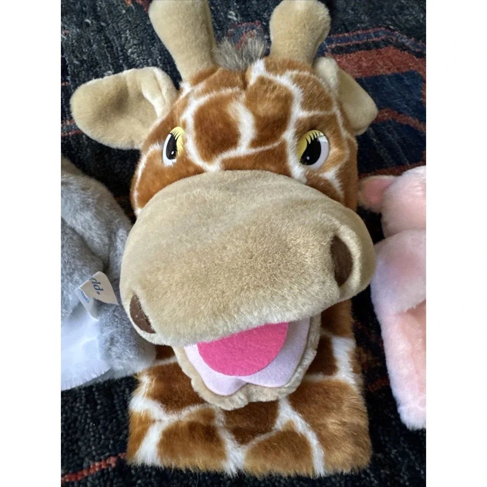 Lot Of 3 Hand Puppets Giraffe,‎ Dolphin, Pig
