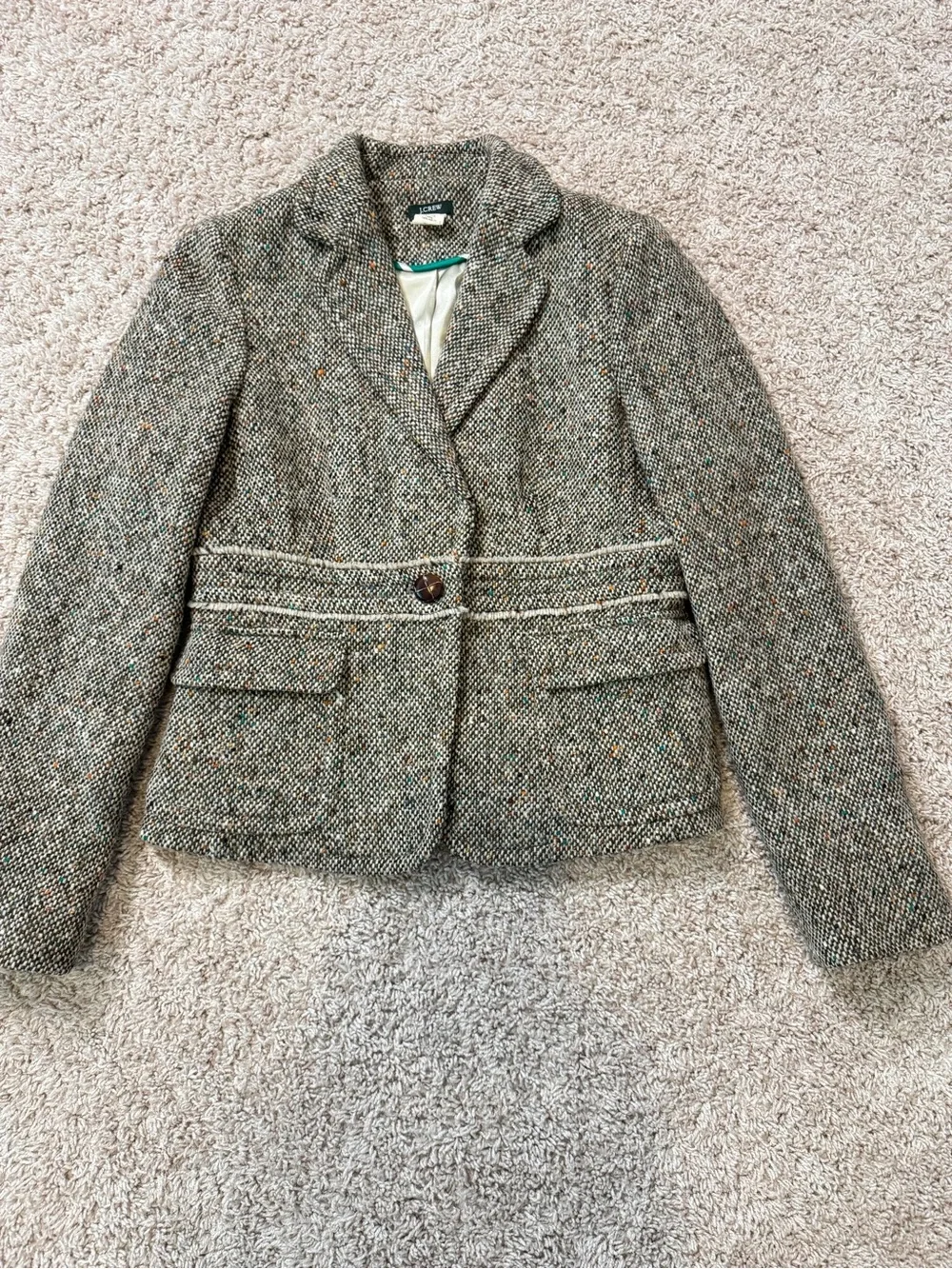 Vintage 2005 J Crew Wool Alpaca Tweed Blazer Jacket Size 8 Style 72255