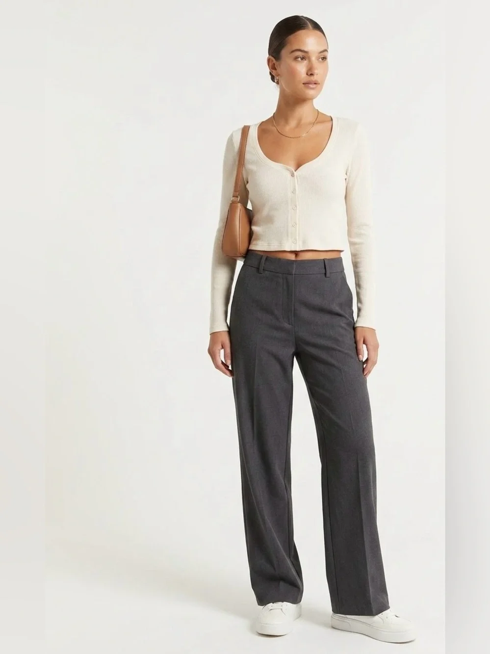 Z SUPPLY $56 NWT P2P 16-18” L 17” Ciana Cropped Waffle Knit Top in Oat Milk XS