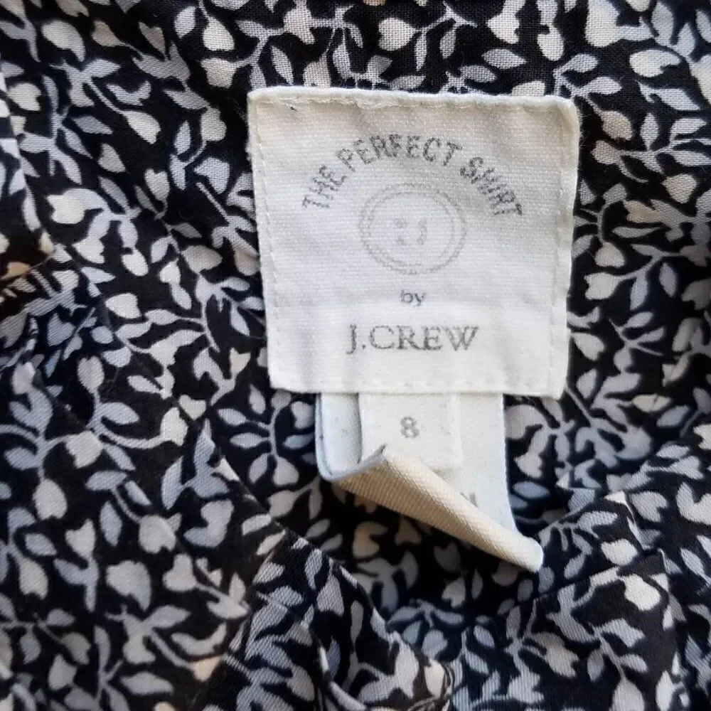 J Crew Black Tan floral The Perfect Shirt size 6