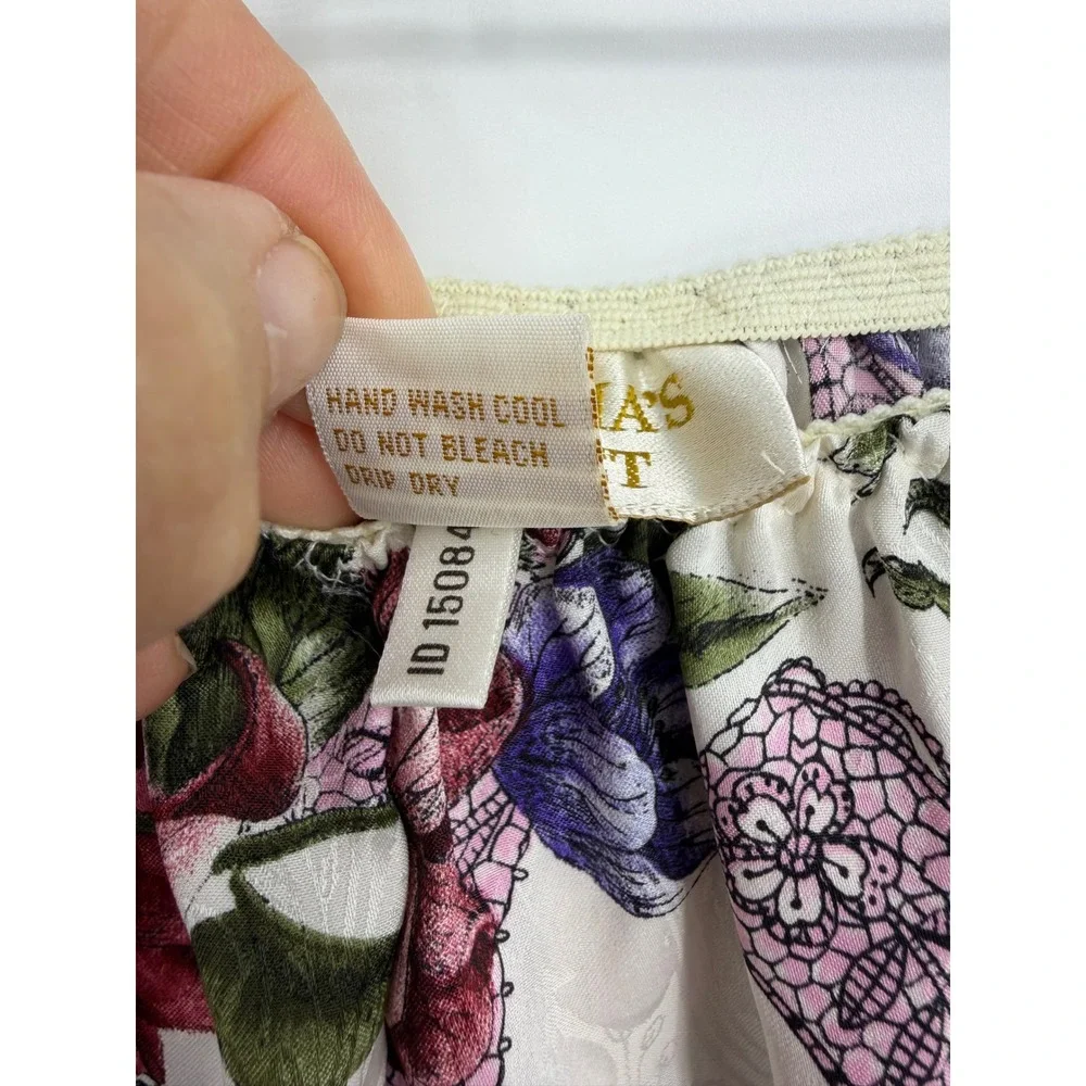 Vtg Victoria's Secret Pajama Set L White Floral Gold Label Camisole‎ Tap Shorts