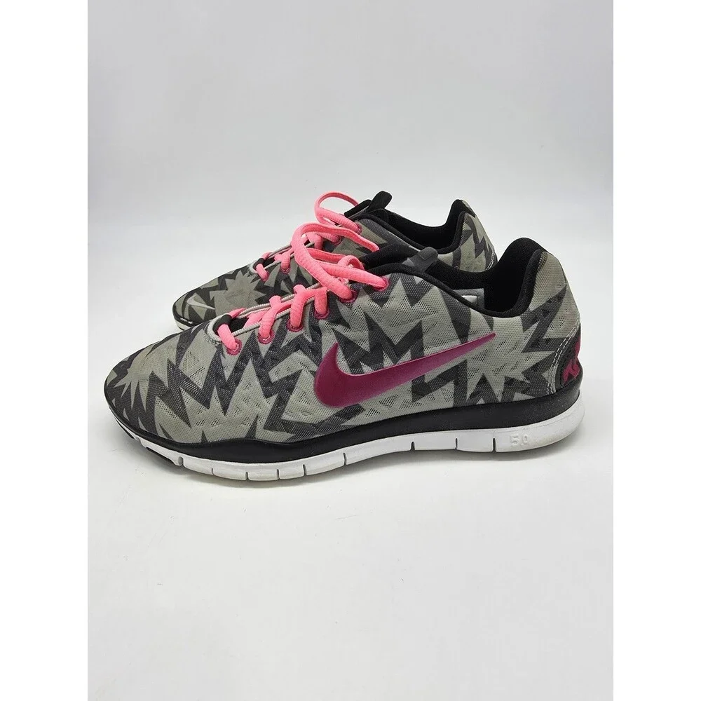 Nike Free TR Fit 3 Cross Training Shoes Sz 8 Gray Pink Geometric 555159-003