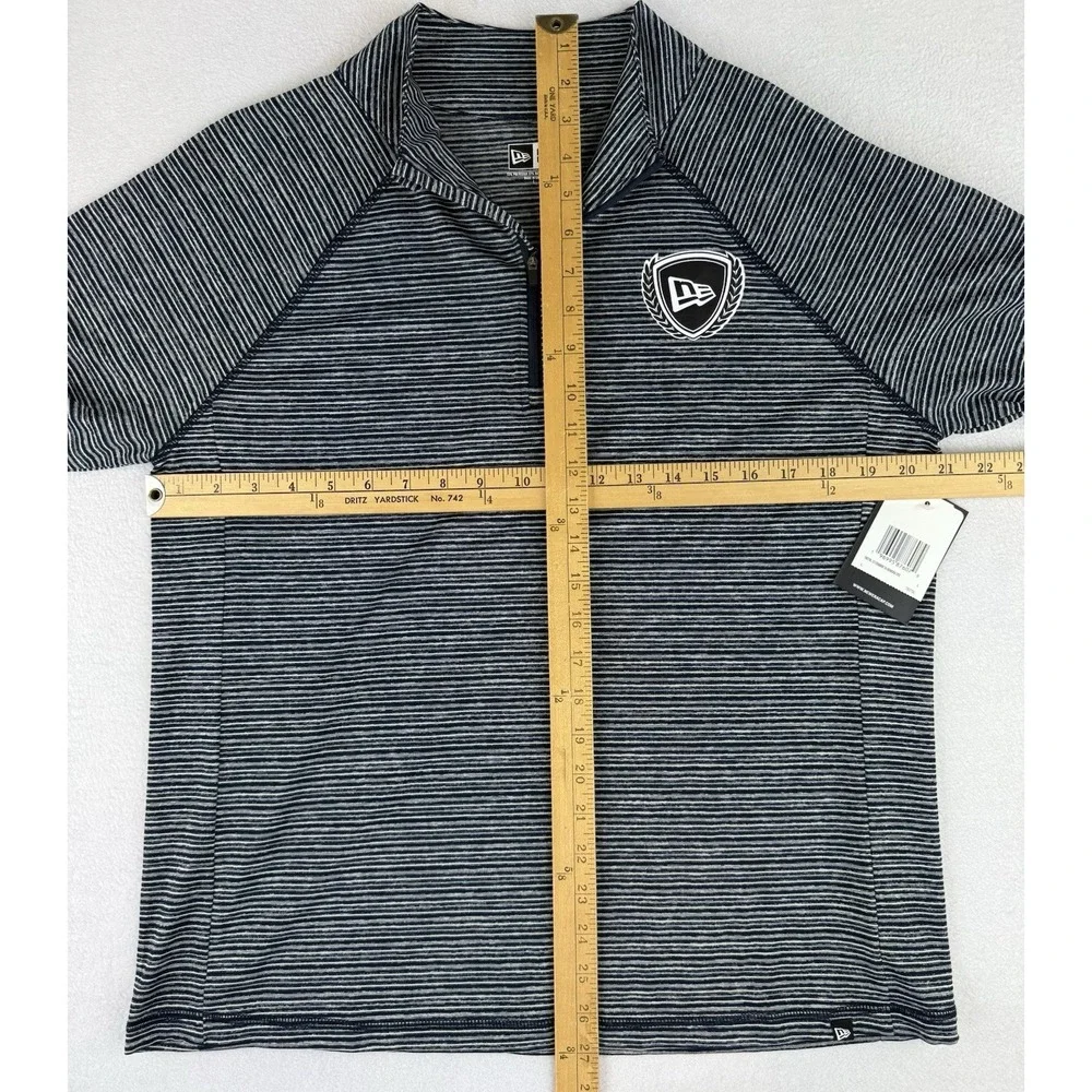 New Era Navy Blue Striped 1/4 Zip‎ Pullover Women's Size Large Thumb Holes NWT