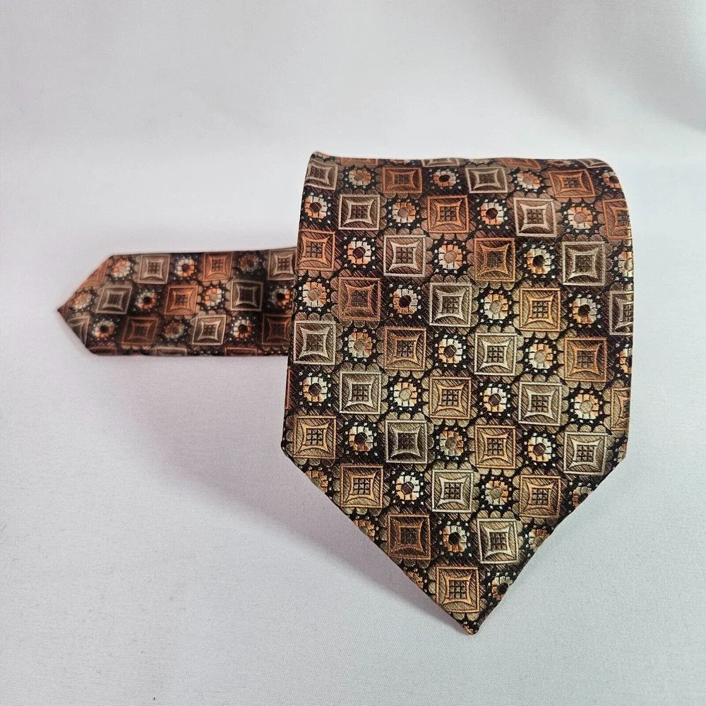 Stacy Adams Hand‎ Made Tie Geometric Brown 3.5