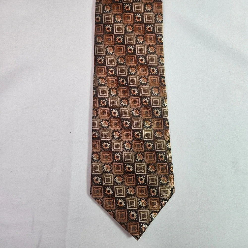 Stacy Adams Hand‎ Made Tie Geometric Brown 3.5