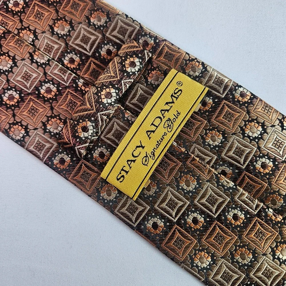 Stacy Adams Hand‎ Made Tie Geometric Brown 3.5