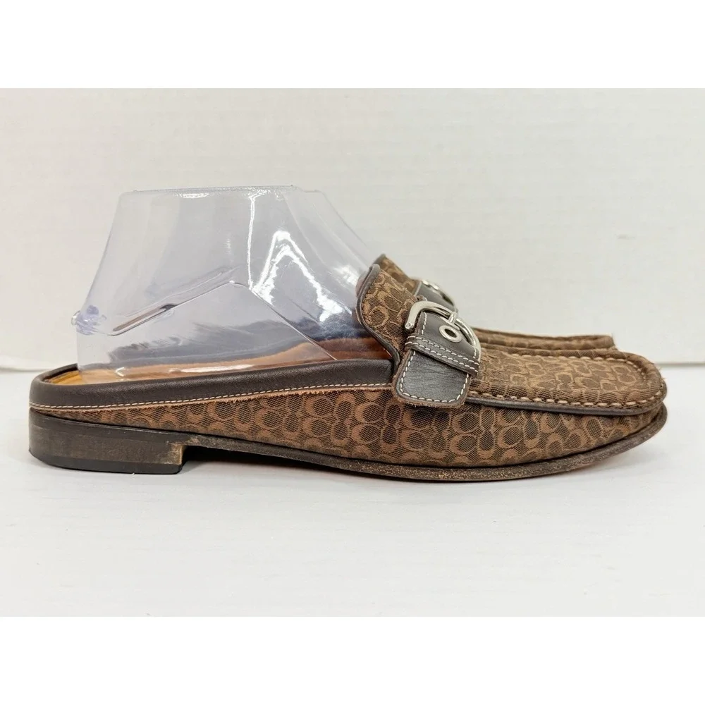 Coach Erika P328 Signature Canvas Mule Loafers Brown Women's 7.5B‎ Italy