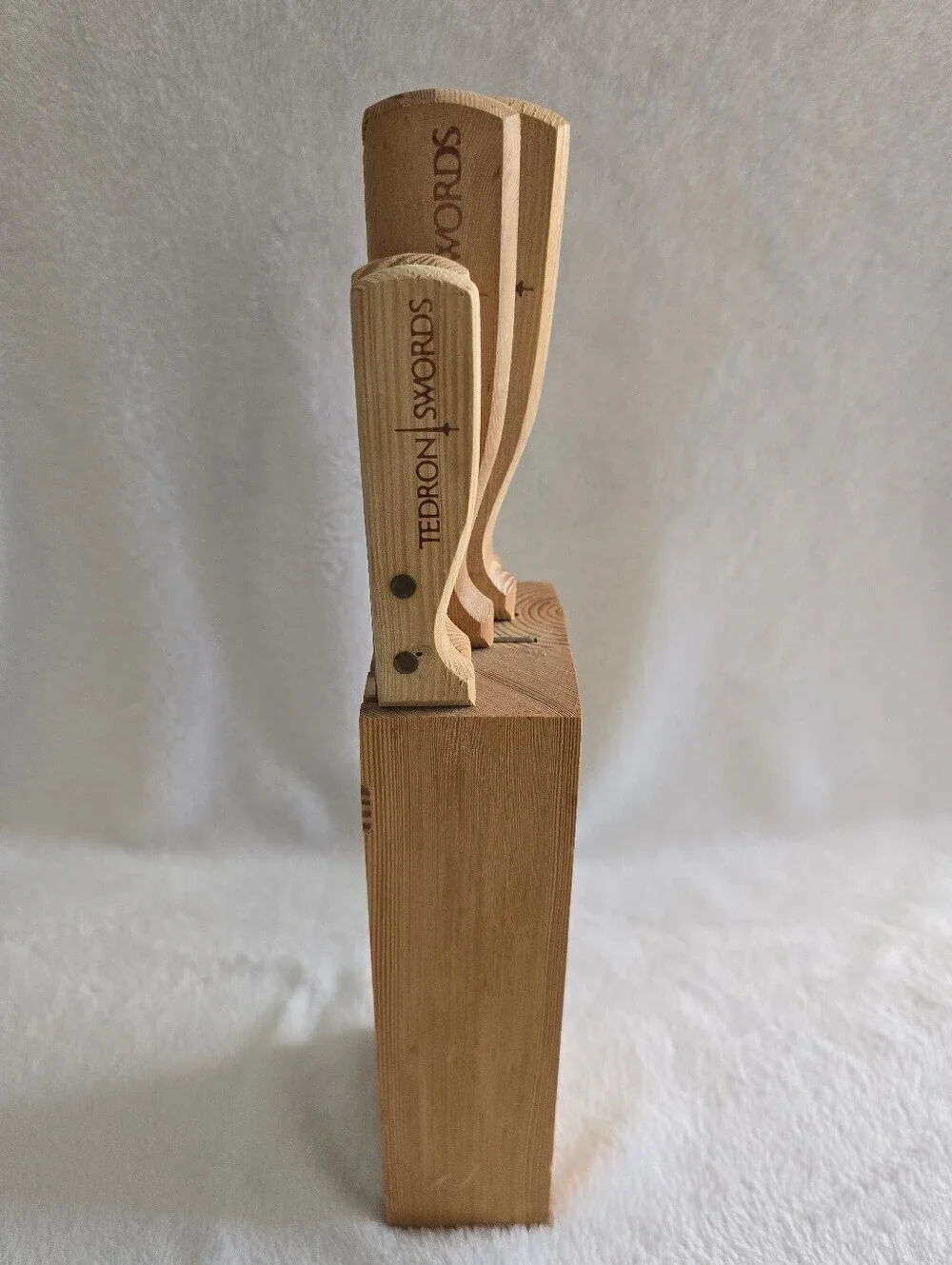 Tedron Swords Vintage 5-Piece Stainless Steel Kitchen Knife Set w/ Wooden Block
