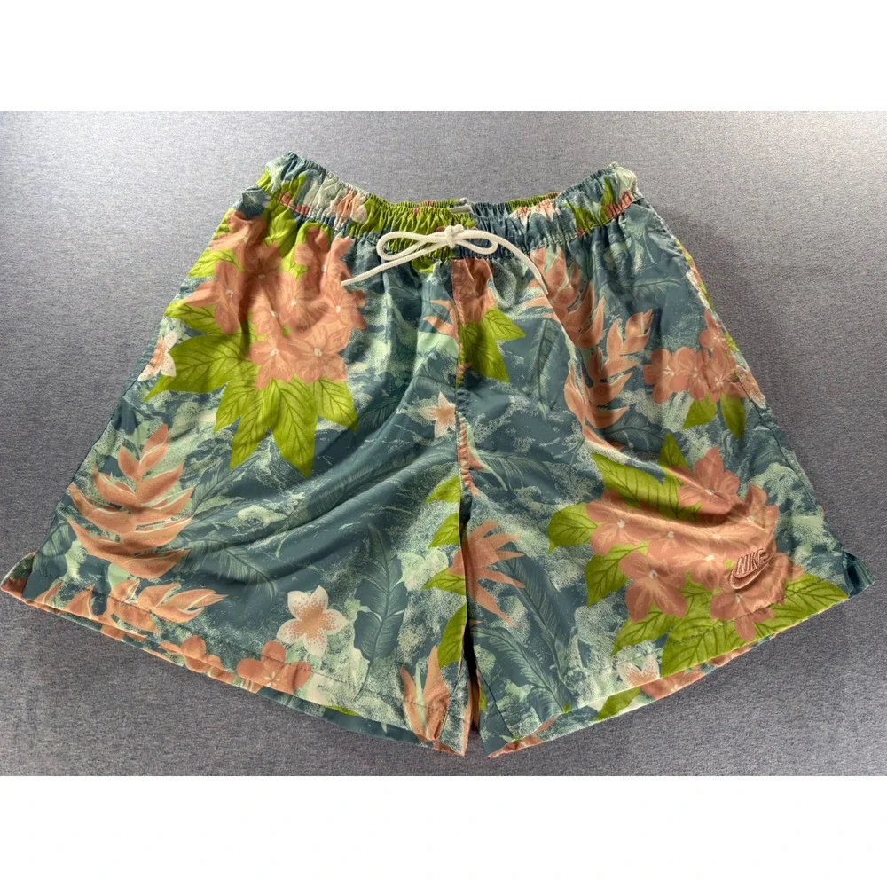 Nike Sportswear Mens Tropical Floral Swim Shorts Blue Pink HV4610-353 Size M