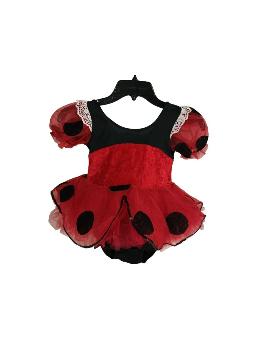 Ladybug Toddler 2T 3T Red Black Polka Dot Tulle Skirt Costume Dress With Wings