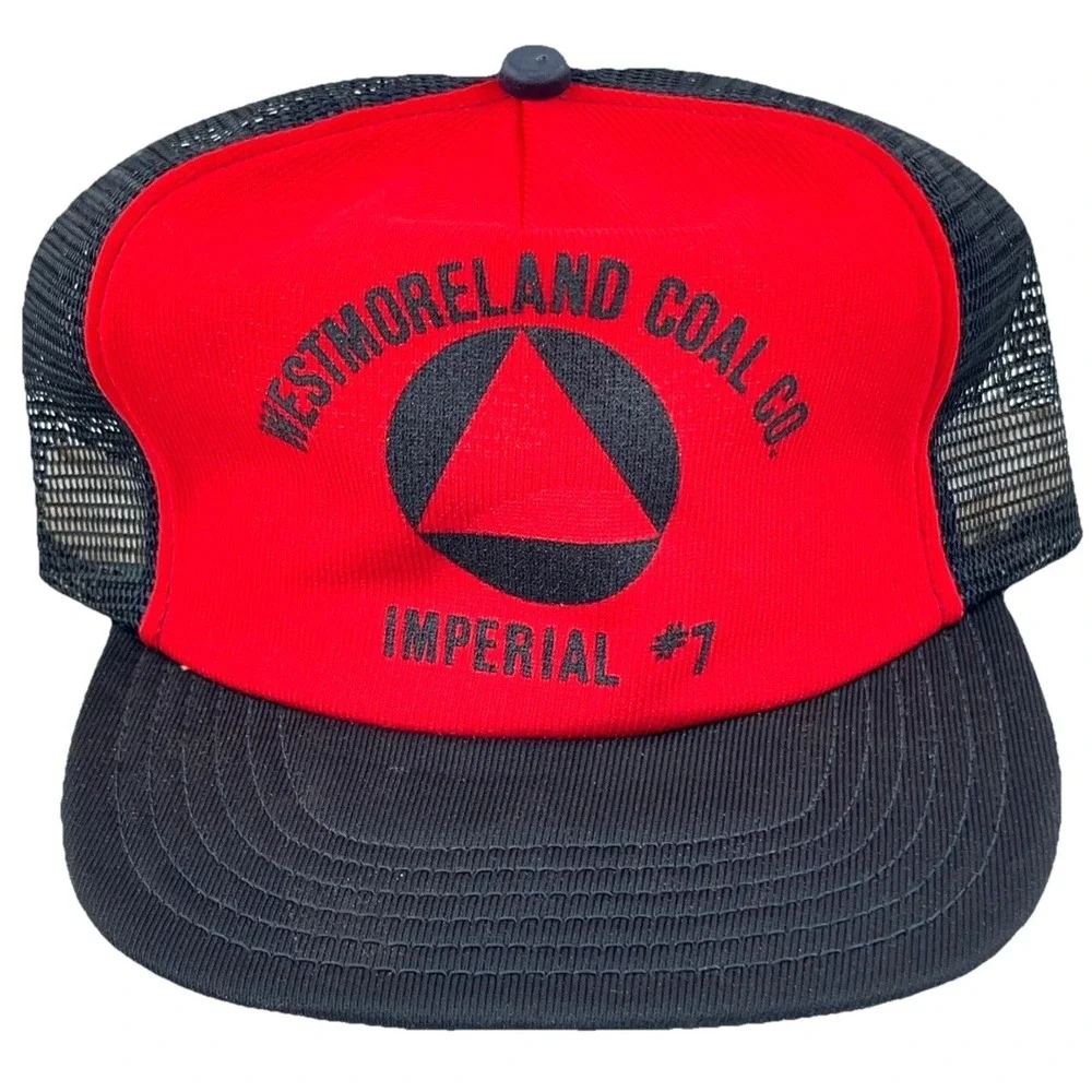 Vintage Westmoreland Coal Company Trucker Hat Cap Mining Red Black 80s USA‎ Made