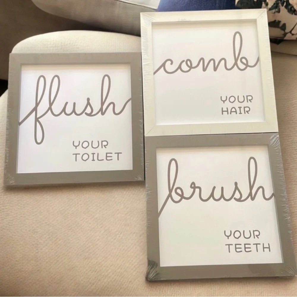 Brush,Flush and Comb Framed Pictures NWT