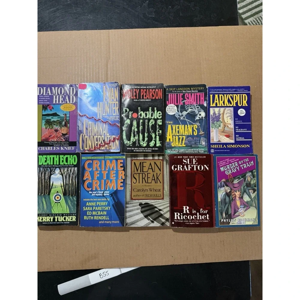 Lot of 10 random murder‎ mystery novel paperback books, various authors B55