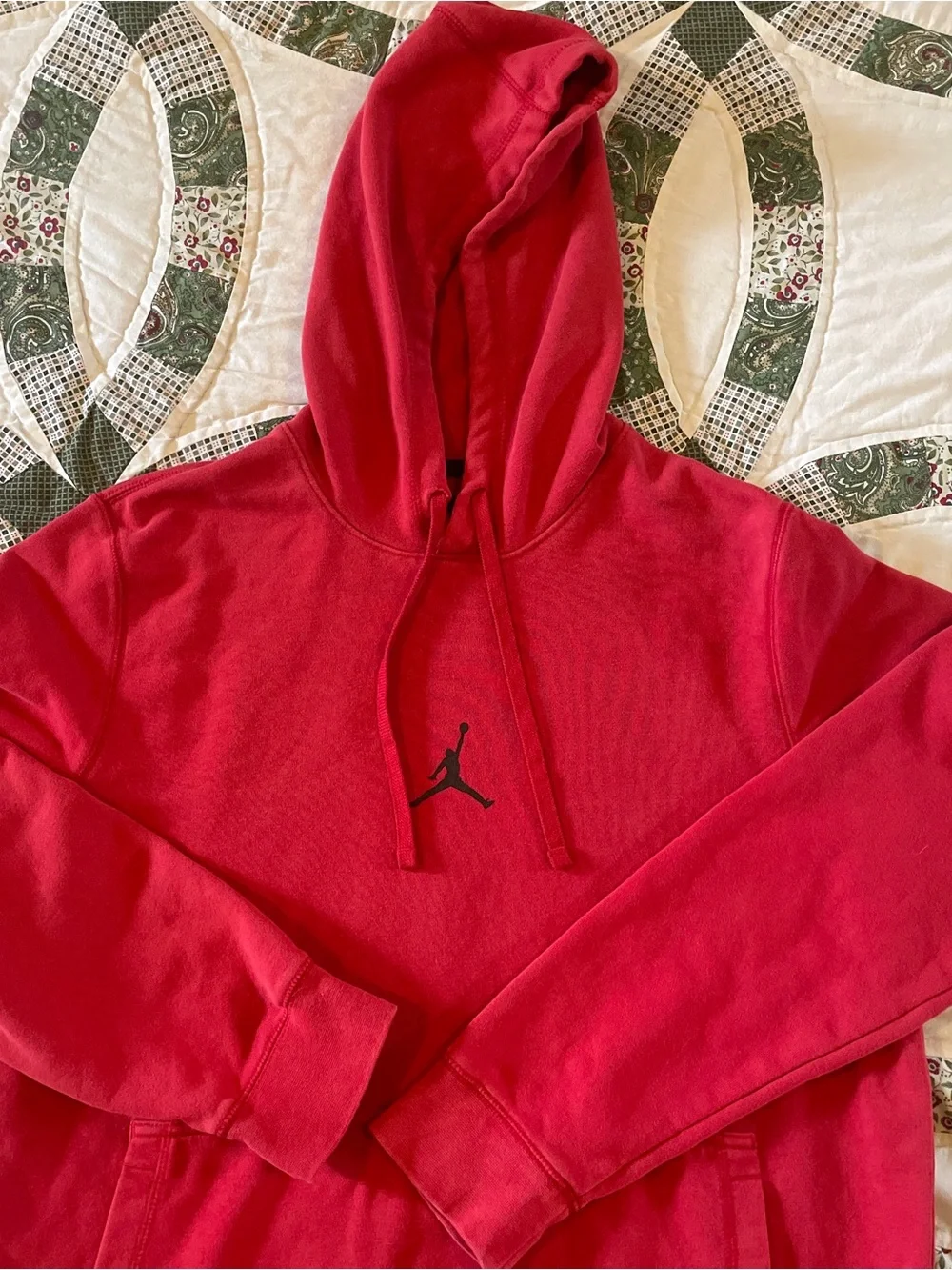 Jordan Red Hoodie with Black Center Jumpman Logo Medium Sporty Casual School